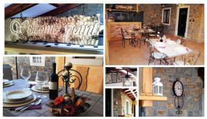 a collage of pictures of a restaurant with a table and chairs at Apartments Villa Marittima in Izola +3 photos