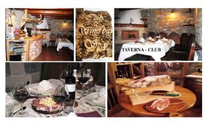 a collage of photos of a restaurant with a table and wine at Apartments Villa Marittima in Izola