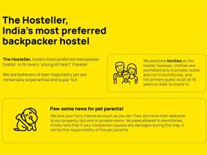 a yellow sign that says the hostetter is indias most preferred backyard hospital at The Hosteller Kasauli in Kasauli