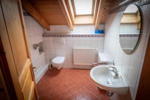 a bathroom with a sink and a toilet at Ferienhaus Schachtenbach in Bayerisch Eisenstein +24 photos
