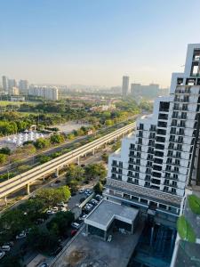 an aerial view of a large building and a street at Kervan stays in Greater Noida