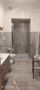 a bathroom with a shower and a toilet and a sink at VerdeMare in Rodi Garganico +15 photos