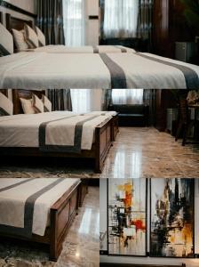 a group of three beds in a room at CT Morning Hotel in Can Tho