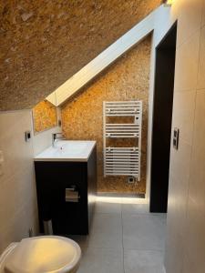 a bathroom with a sink and a toilet in a room at ARD'n aise in Stoumont