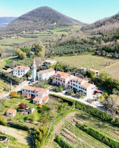 an aerial view of a village in a vineyard at Locanda di Cornoleda in Cinto Euganeo