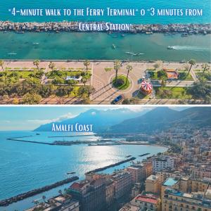a collage of two pictures of the city of amantost at Dimora del golfo Guest House - Amalfi Coast Gateway in Salerno