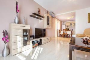 a living room with a television and a living room at Apartment Vesna in Medulin