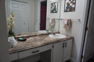 a bathroom with a sink and a mirror at River Place Condos #508 2BD in Pigeon Forge +10 photos