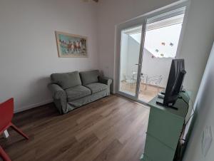 a living room with a couch and a television at Casas Albano 2 in Caldas da Rainha