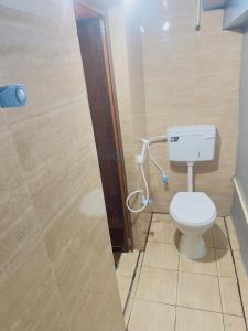 a bathroom with a toilet and a shower at Delight rooms in Mysore +9 photos