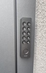 a close up of a remote control on a wall at Wohlfühlen in Hohberg in Hohberg