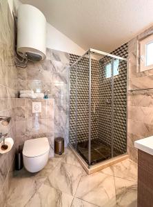 a bathroom with a shower and a toilet at Apartments Stella del Mare in Risan +89 photos
