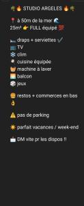 a screenshot of a cell phone with a bunch of texts at Sun argeles sur mer in Argelès-sur-Mer