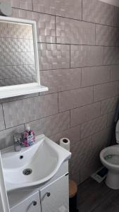 a bathroom with a white sink and a toilet at Barth Apartments in Donji Štoj +13 photos