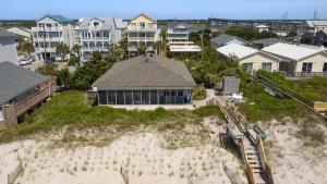 an aerial view of a house on the beach at Wave To Cool in Surf City