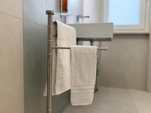 a bathroom with a towel rack and a sink at Ferraro Apartments in Campora San Giovanni +17 photos