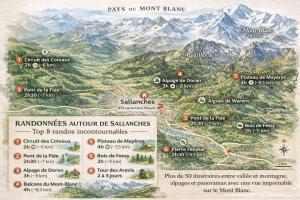 a map of a mountain range with mountains in the background at Calm & Cozy Apartment with Parking in Sallanches in Sallanches