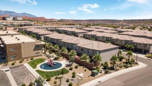 an overhead view of an apartment complex with buildings at Townhome Near Zion with Hot Tub & Pool in Washington
