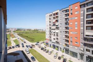 an aerial view of a city street with buildings at TAO Apartment 2 in Tirana
