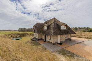 a house with a thatched roof on a field at Binnenduyn 2 in Buren