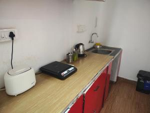 a kitchen counter with a toaster and a sink at Mystic Nest in Canacona +19 photos