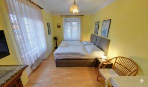 a bedroom with a bed and a tv in it at Pension Siesta in Třeboň