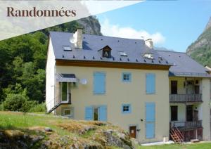 a house on a hill with the words routemaster at Apt 4 Eaux-Chaudes proche Laruns et Espagne in Laruns
