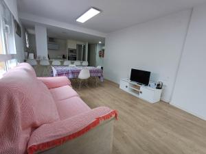 a living room with a couch and a television at Carbo Home y Garaje , Algemesí Home in Algemesí