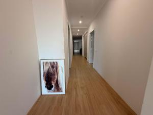 a hallway with a picture of a horse on the wall at Modern Karnup House in Karnup +20 photos
