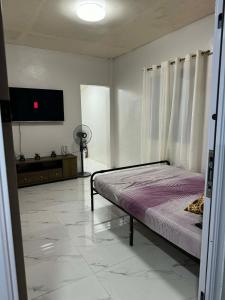 a bedroom with a bed and a flat screen tv at Private Villa in Masbate