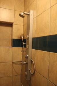a shower with a shower head in a bathroom at Ruacana Guest House in Ruacana +52 photos
