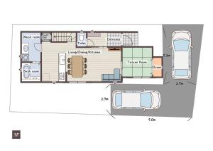 a floor plan of a house with a car at 平宿 本山町ホテル in Kumamoto