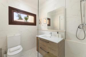 a bathroom with a toilet and a sink and a mirror at Casa del Jable in Parque Holandes +17 photos