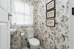 a bathroom with a toilet and a sink at The Willow Cottage in Oakdale