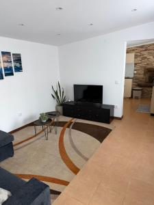 a living room with a couch and a flat screen tv at Casa da Belavista in Trofa