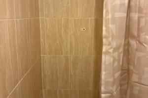 a bathroom with a shower with a shower curtain at Apartment Sleeps 2 in Leigh