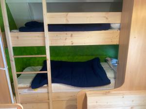 a bunk bed with a ladder in a room at Zillerstadl - 5 Sterne Erlebnisresort Aufenfeld, Aschau in Aschau