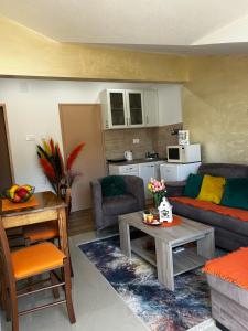 a living room with a couch and a table at Apartmani Gušti in Kamenari +59 photos
