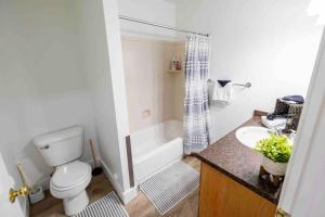 a bathroom with a toilet and a shower and a sink at Maple Canyon w/Kitchen&wash+dry in Mount Pleasant +11 photos