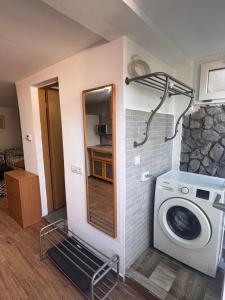 a laundry room with a washer and a dryer at Studio Park in Craiova +1 photo