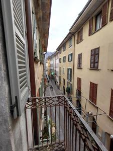 a view of an alley from a balcony of a building at B&B Ploncher in Chiavenna