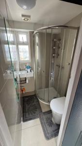 a bathroom with a shower and a toilet at Hidden Gem in Foots Cray +16 photos