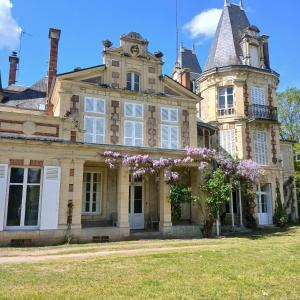 an old house with flowers on the front of it at Château de Maucouvent in Nevers