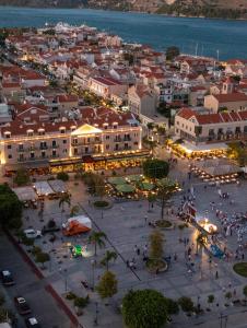 an overhead view of a city with a town at Acqui Apartments in Argostoli
