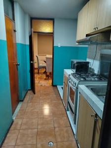 a kitchen with a stove and a sink at MNk HOTEL in Arequipa +19 photos