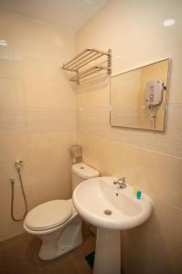 a bathroom with a toilet and a sink at Hotel Cheqinn in Ipoh