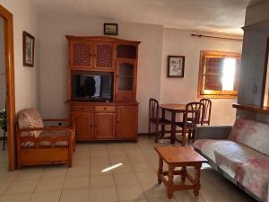 a living room with a couch and a tv at cerronegro con terraza in Capileira