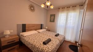 a bedroom with a bed and a window at Mitxelena in Zarautz