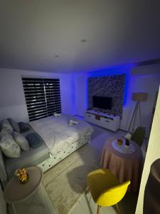 a bedroom with a bed and a tv in a room at Apt Amor in Bihać