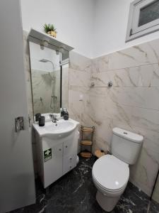 a bathroom with a white toilet and a sink at Varanda Encantada House in Ponta do Sol +44 photos
